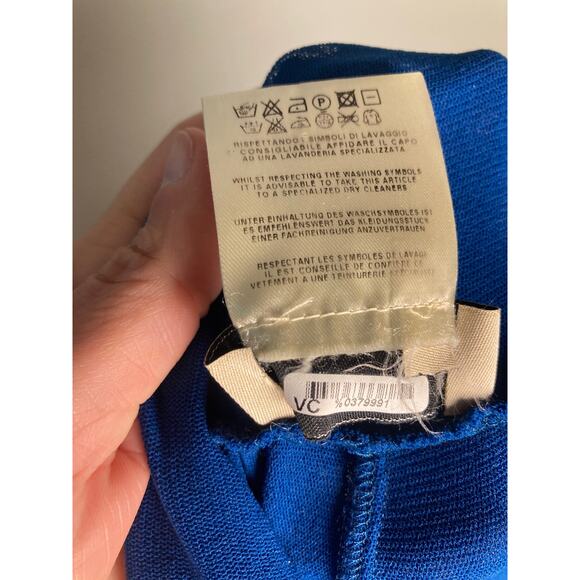 Fuzzi Royal Blue Wide-Leg Pants Tulle Stretch Foldover Waistband Sz L - Picture 7 of 7